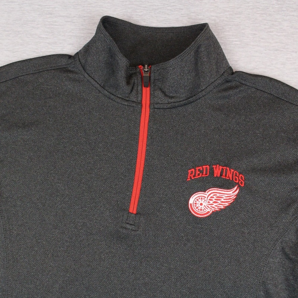 NHL Detroit Red Wings 1/4 Zip Pullover Mens Size S Charcoal Polyester